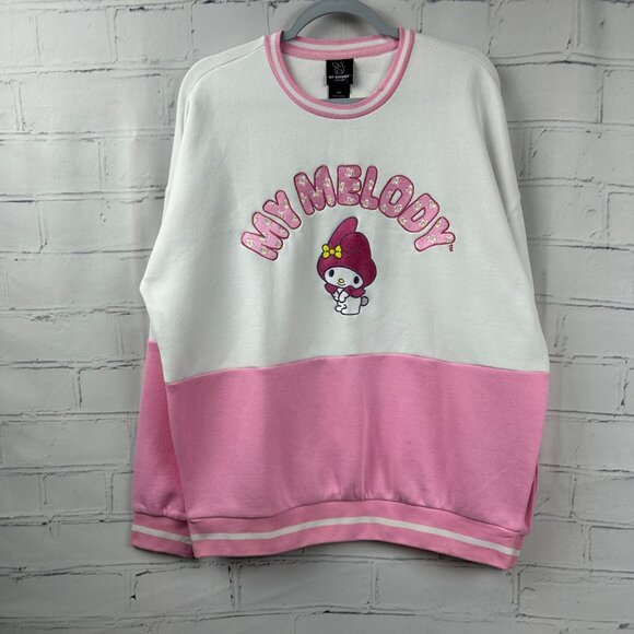 My Melody NWT Sweatshirt Shirt Womens M Pink White Cute New Sanrio BoxLunch - Picture 1 of 14